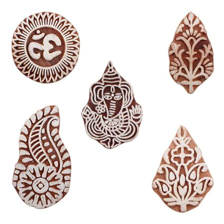 Set of 5 Piece New Mix Wooden Printing Blocks